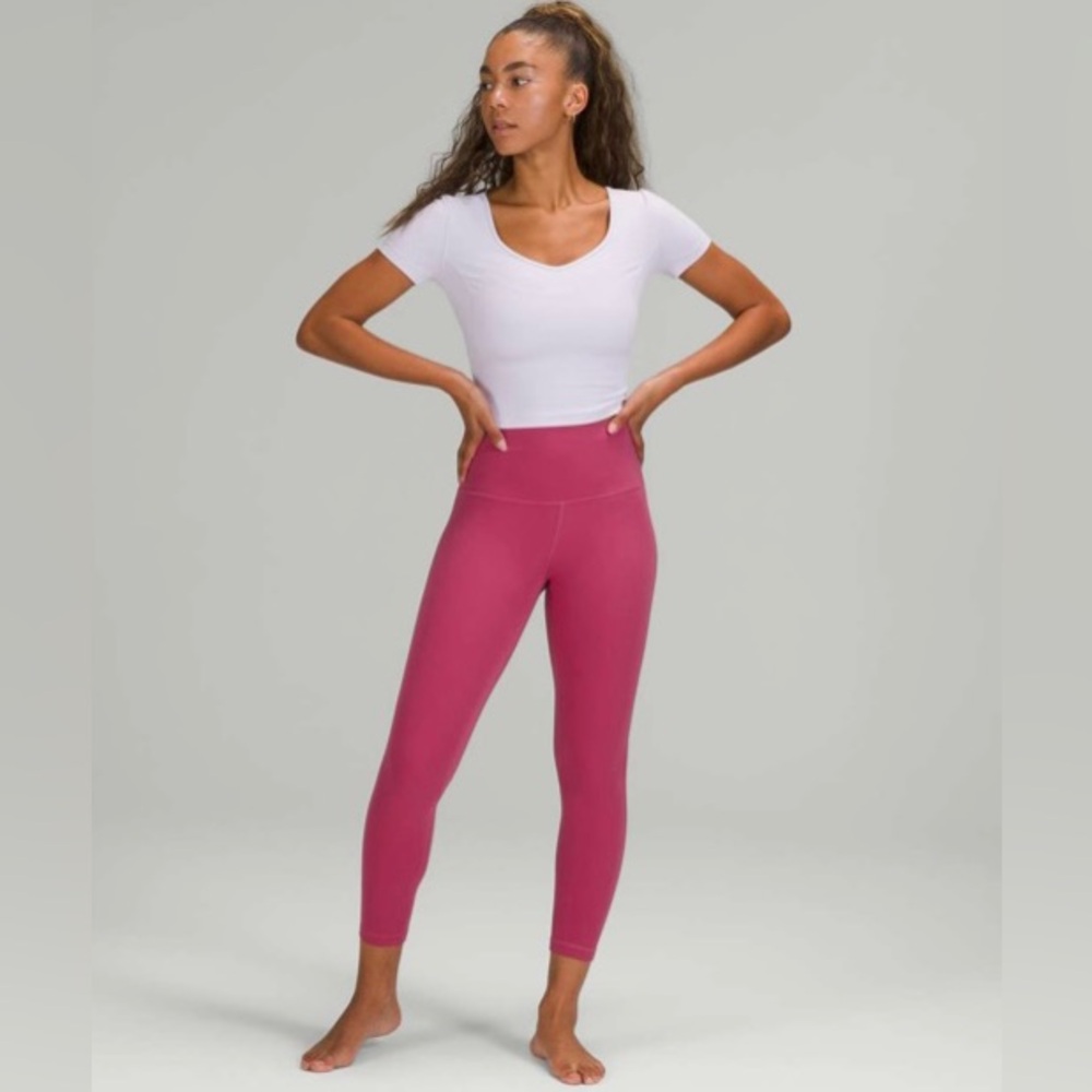 Lululemon double lined align 25” crop size 14 pink lychee